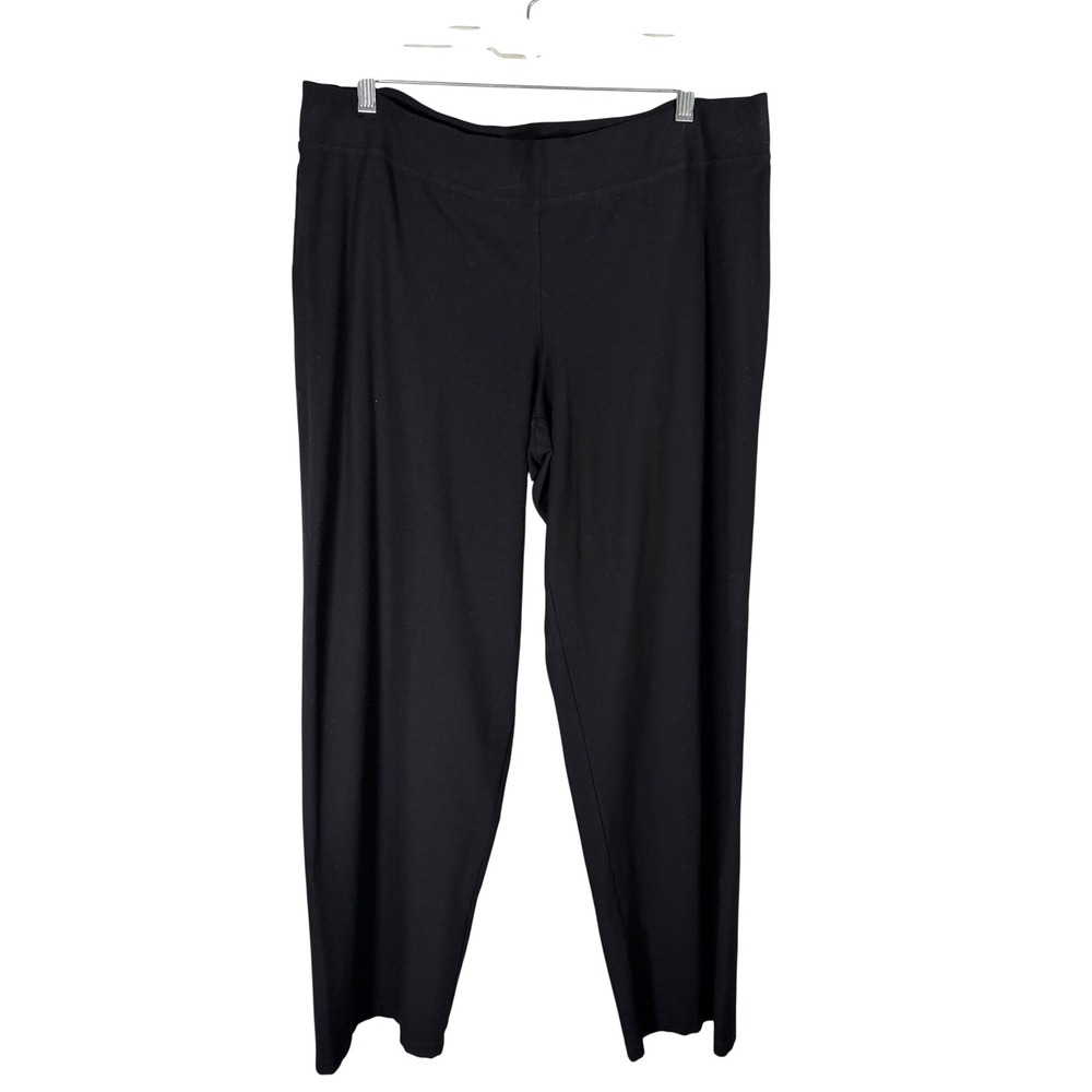 Eileen Fisher Womens XL Black Viscose Stretch Straight Leg Pull On Pants EETK